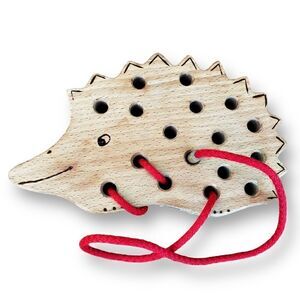 Pinolino Natural Wood and Cotton Toddler First Sewing Practice Toy Motor Skills
